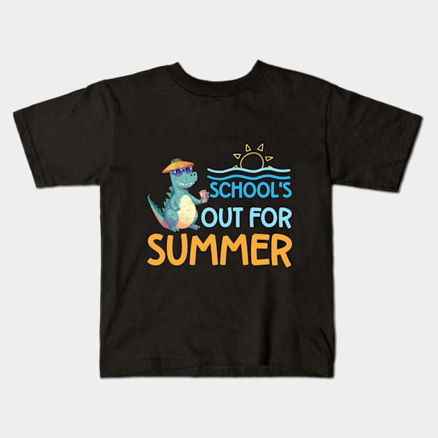 Dinosaure School's Out For Summer Graduation Teacher Kids Kids T-Shirt by aimed2